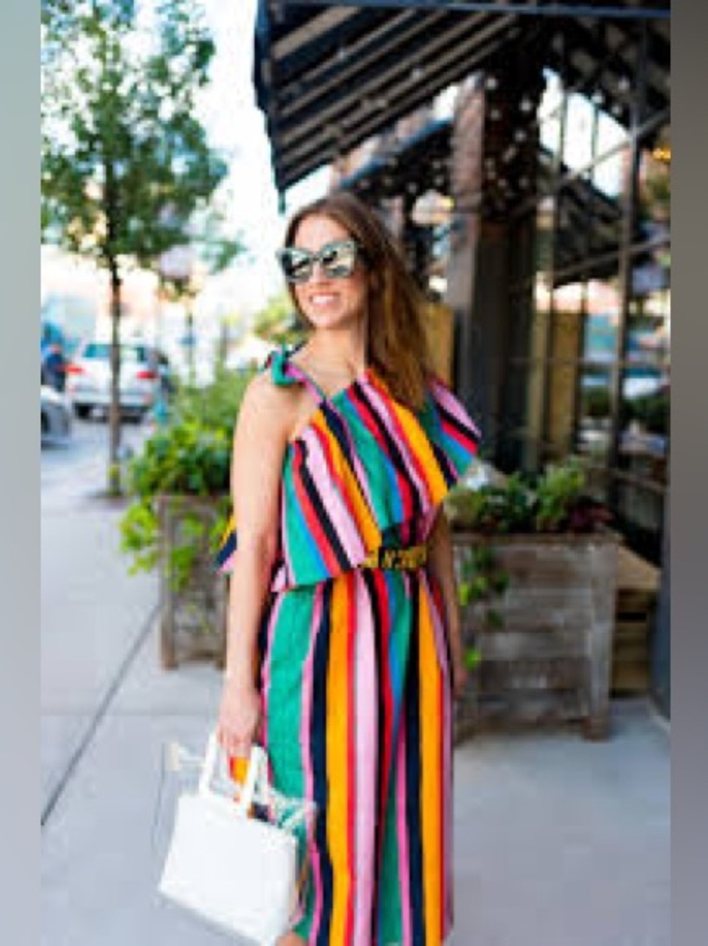 Who What Wear Multicolor Striped Summer MIDI Dress Medium
